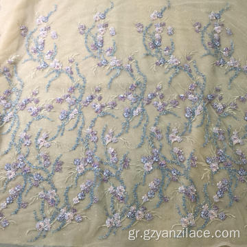 Μωβ χειροποίητο κορδόνι κρύσταλλο Lace Fabric